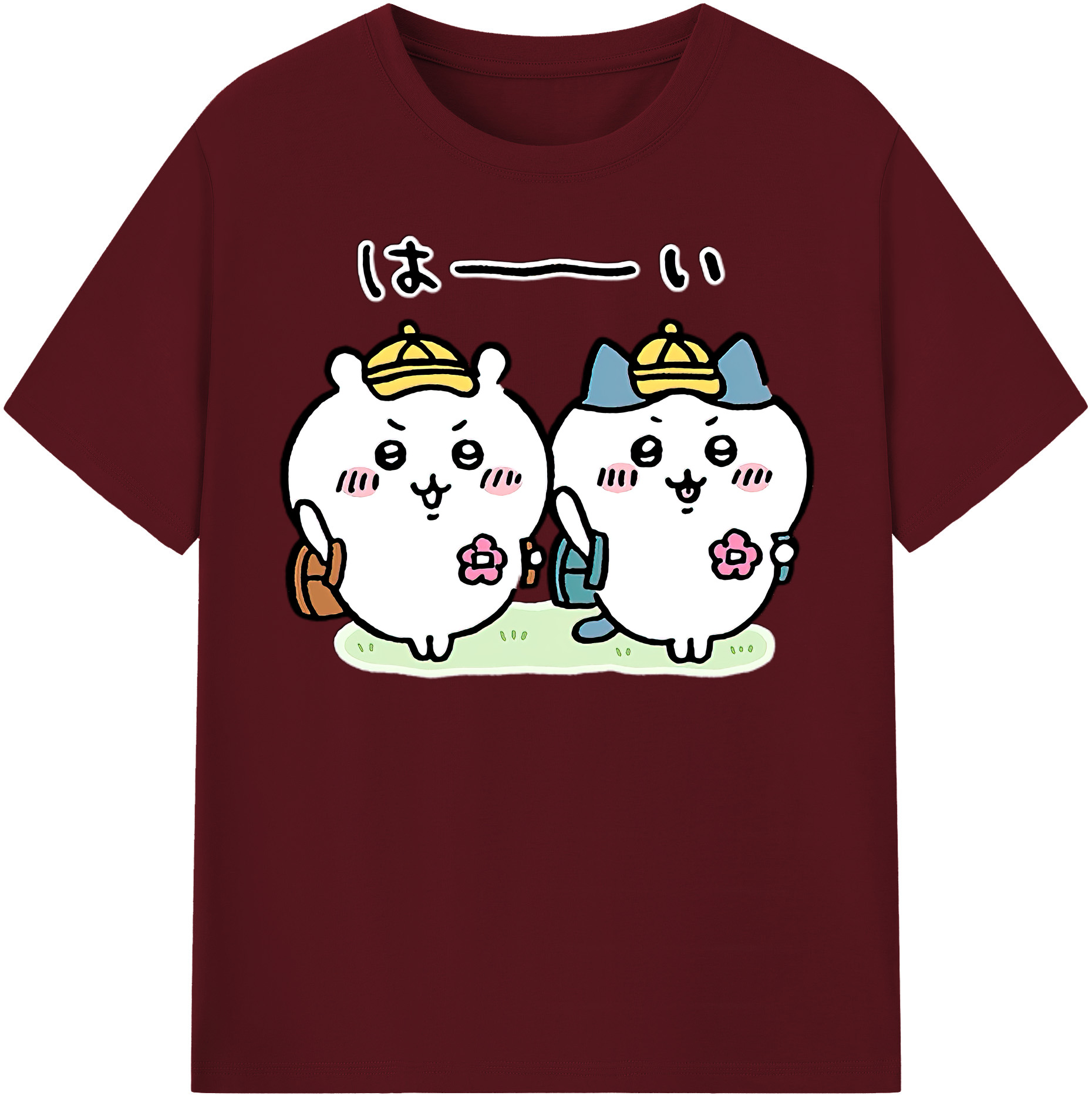 （画像用） ちいかわ ハチワレ Chii-kawa hachiware 綿100％半袖Tシャツ（フロントプリント）